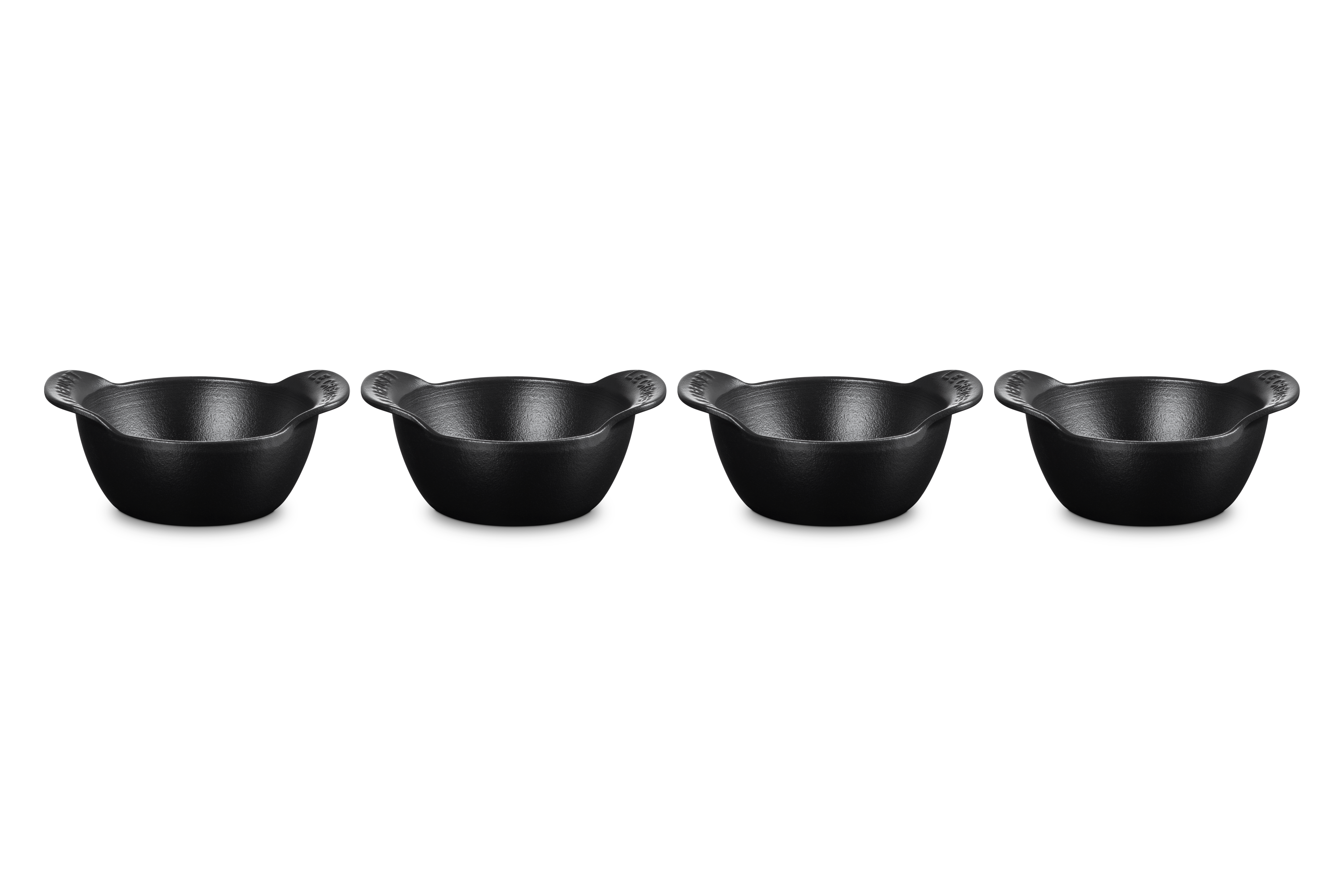 Mini Round Cocotte Base 1/3 QT in Matte Black, Set of 4