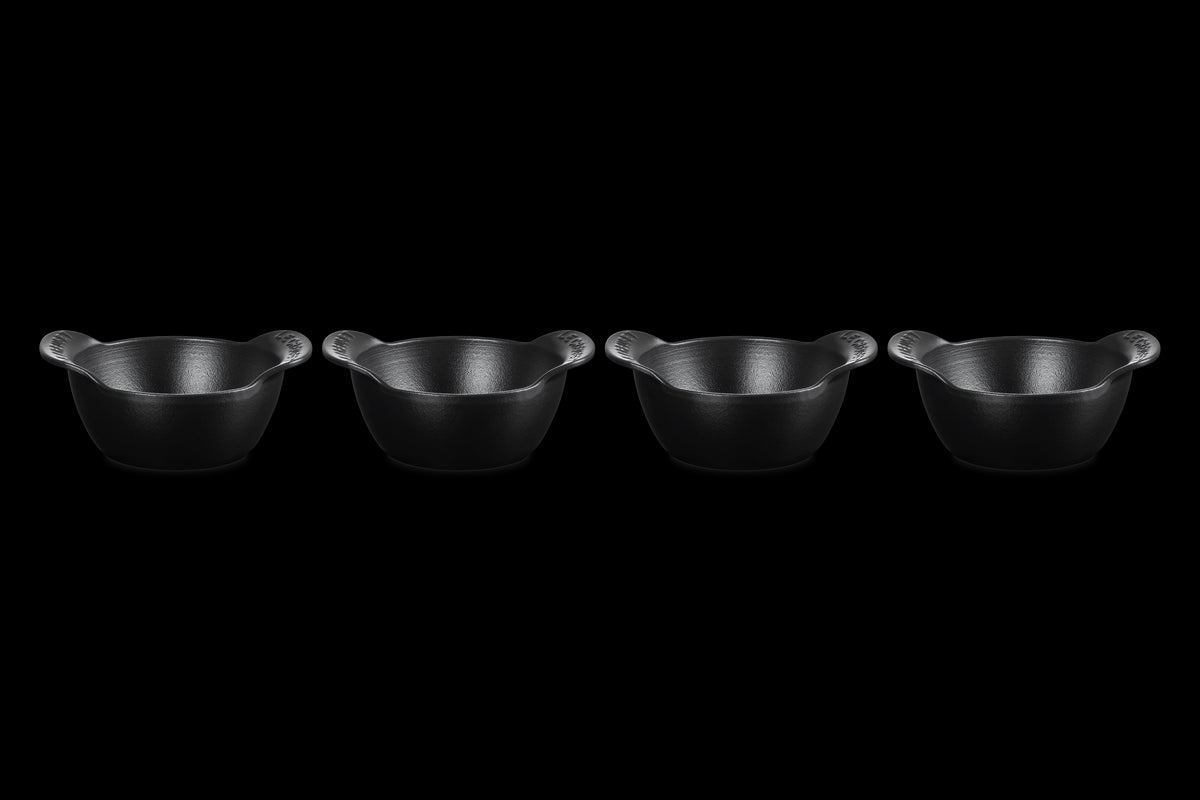 Mini Round Cocotte Base 1/3 QT in Matte Black, Set of 4