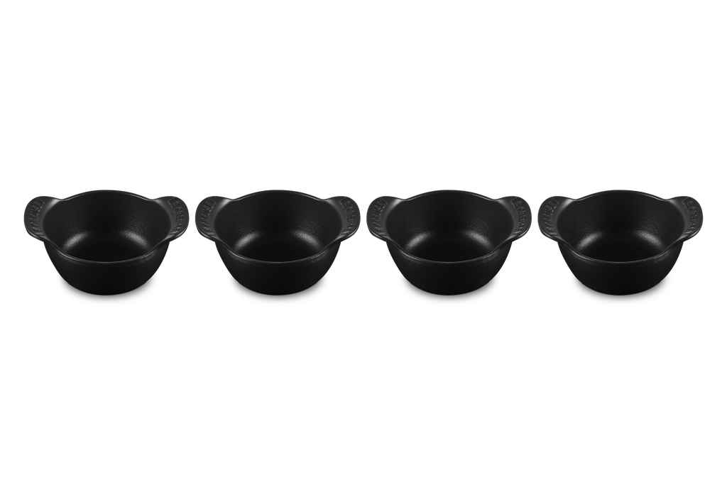 Mini Round Cocotte Base 1/3 QT in Matte Black, Set of 4