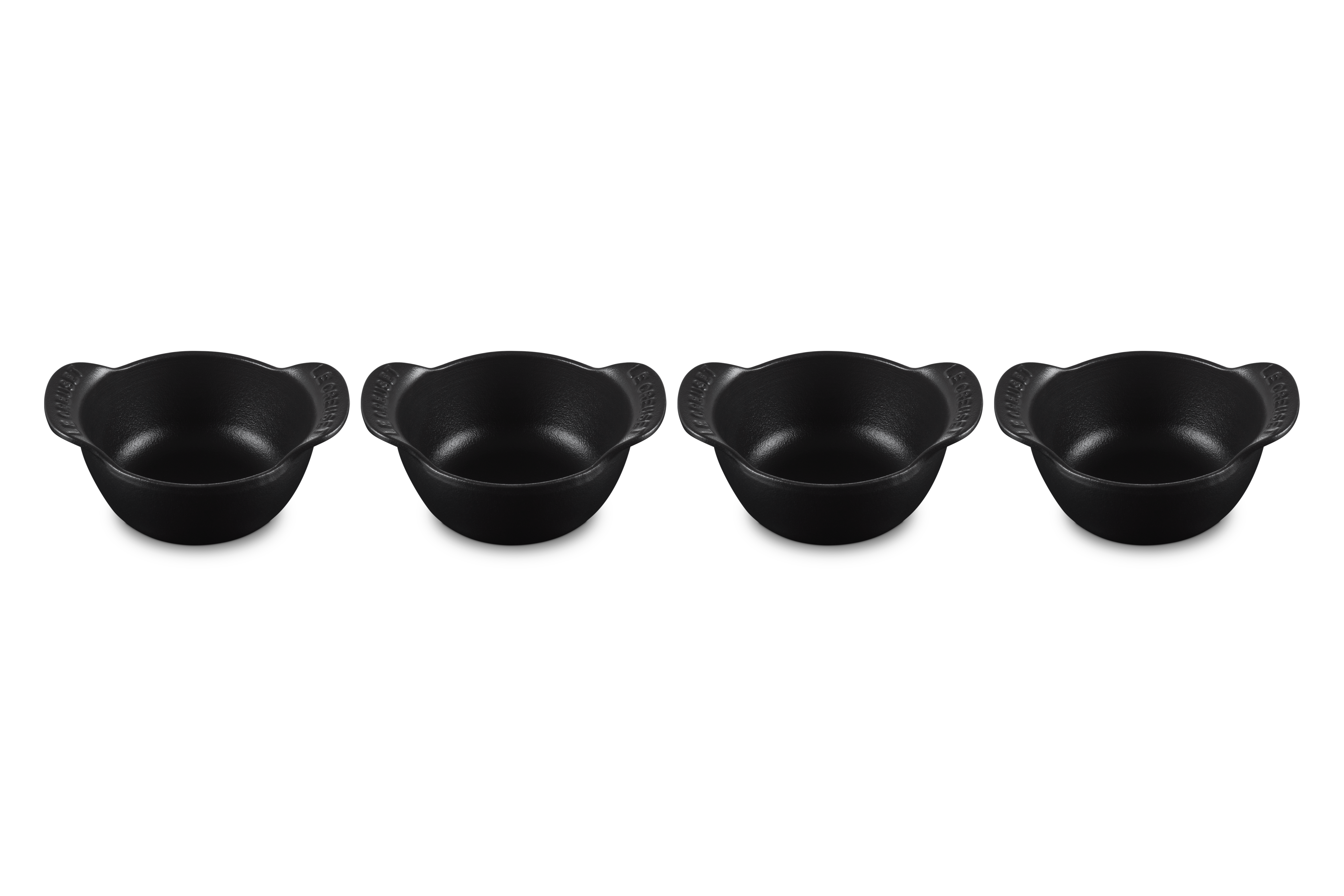Mini Round Cocotte Base 1/3 QT in Matte Black, Set of 4
