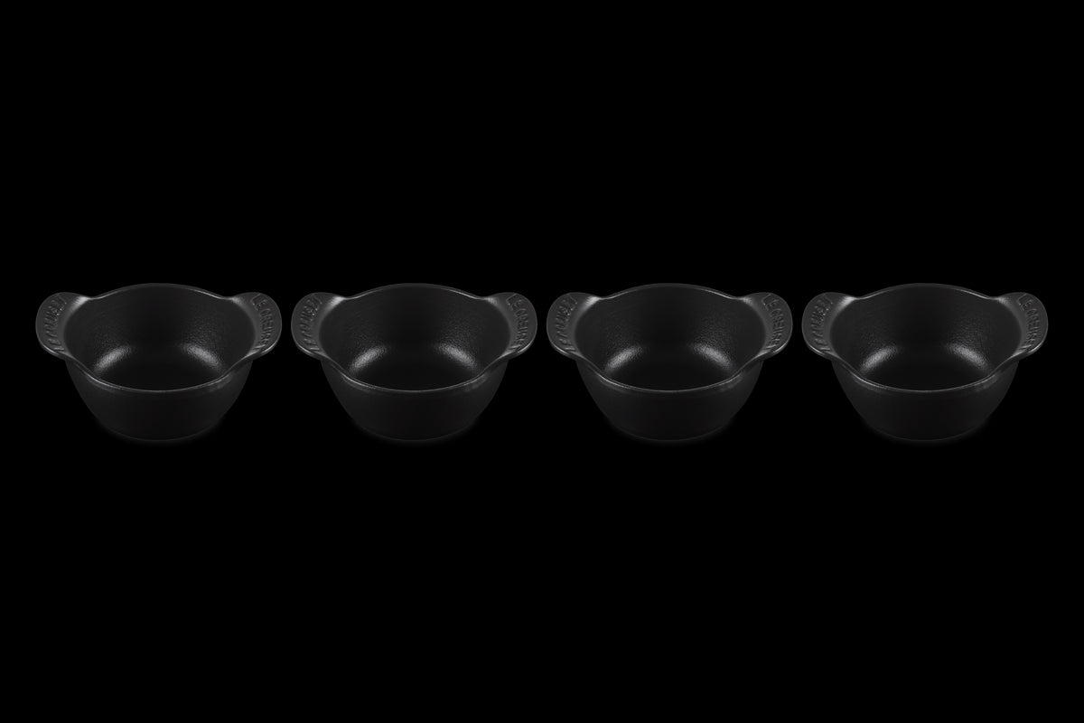 Mini Round Cocotte Base 1/3 QT in Matte Black, Set of 4