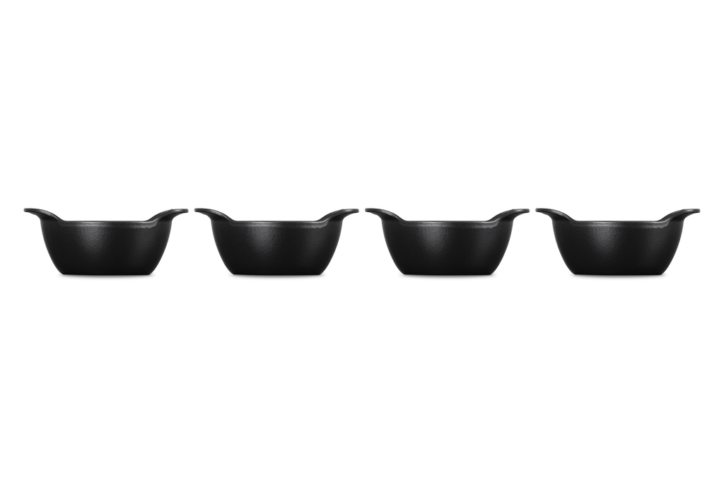 Mini Round Cocotte Base 1/3 QT in Matte Black, Set of 4