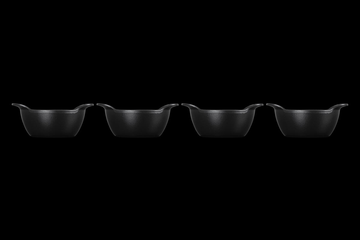 Mini Round Cocotte Base 1/3 QT in Matte Black, Set of 4