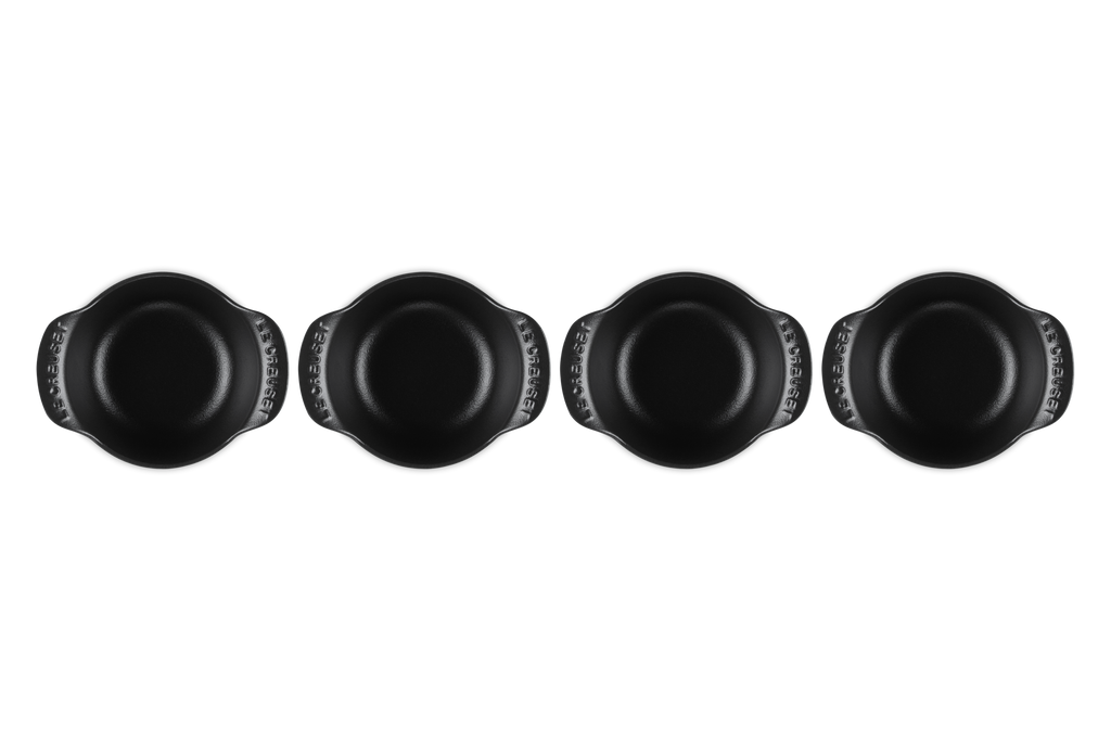 Mini Round Cocotte Base 1/3 QT in Matte Black, Set of 4