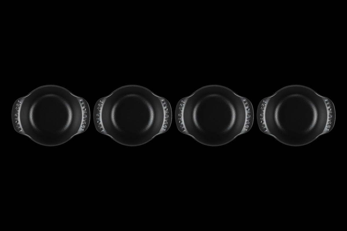 Mini Round Cocotte Base 1/3 QT in Matte Black, Set of 4