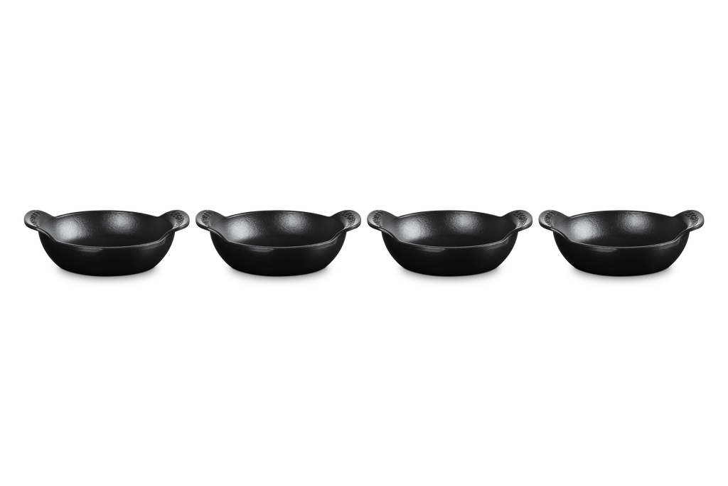 Mini Round Cocotte Base 1/3 QT in Matte Black, Set of 4