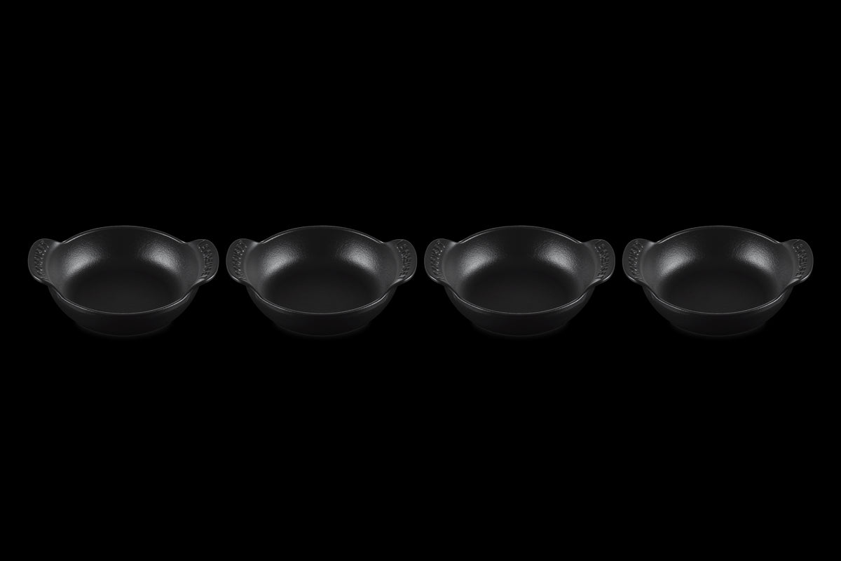 Mini Round Braiser Base 1/3 QT in Matte Black, Set of 4