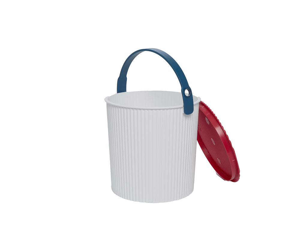 Hachiman Bucket Large in White, Red & Blue