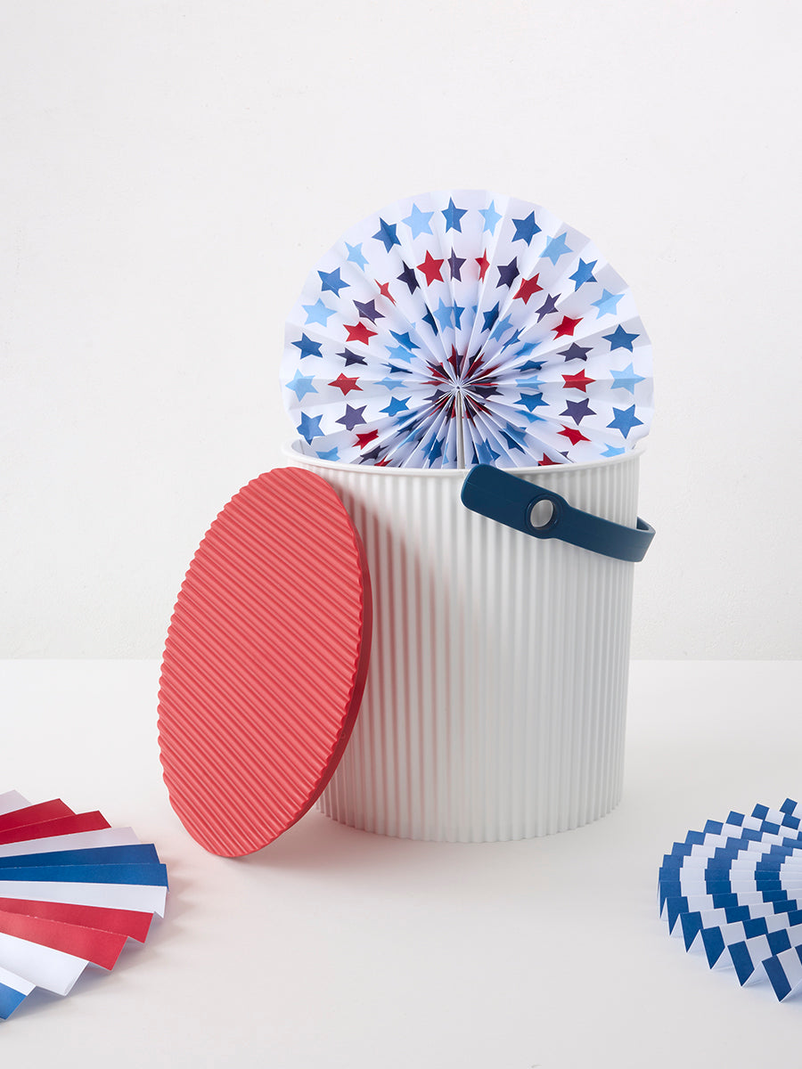Hachiman Bucket Large in White, Red & Blue
