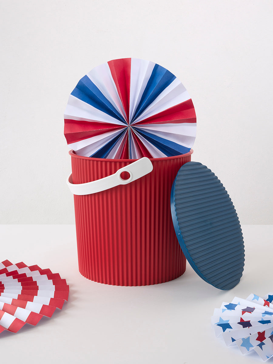Hachiman Bucket Large in Red, Blue & White