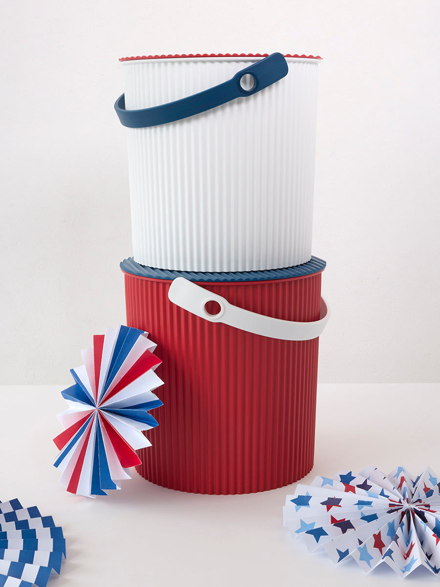 Hachiman Bucket Large in Red, Blue & White