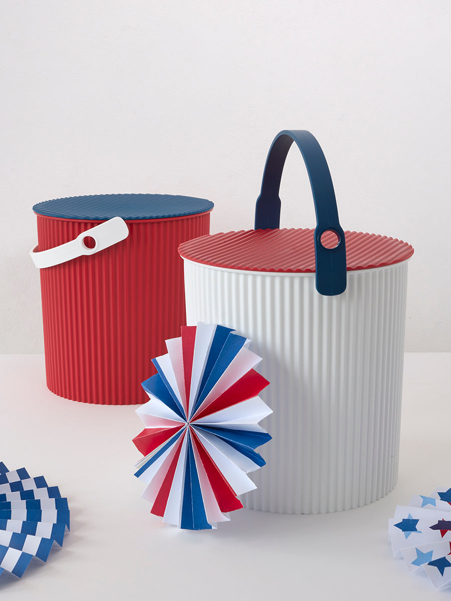 Hachiman Bucket Large in White, Red & Blue