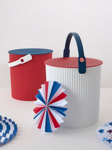 Hachiman Bucket Large in White, Red & Blue