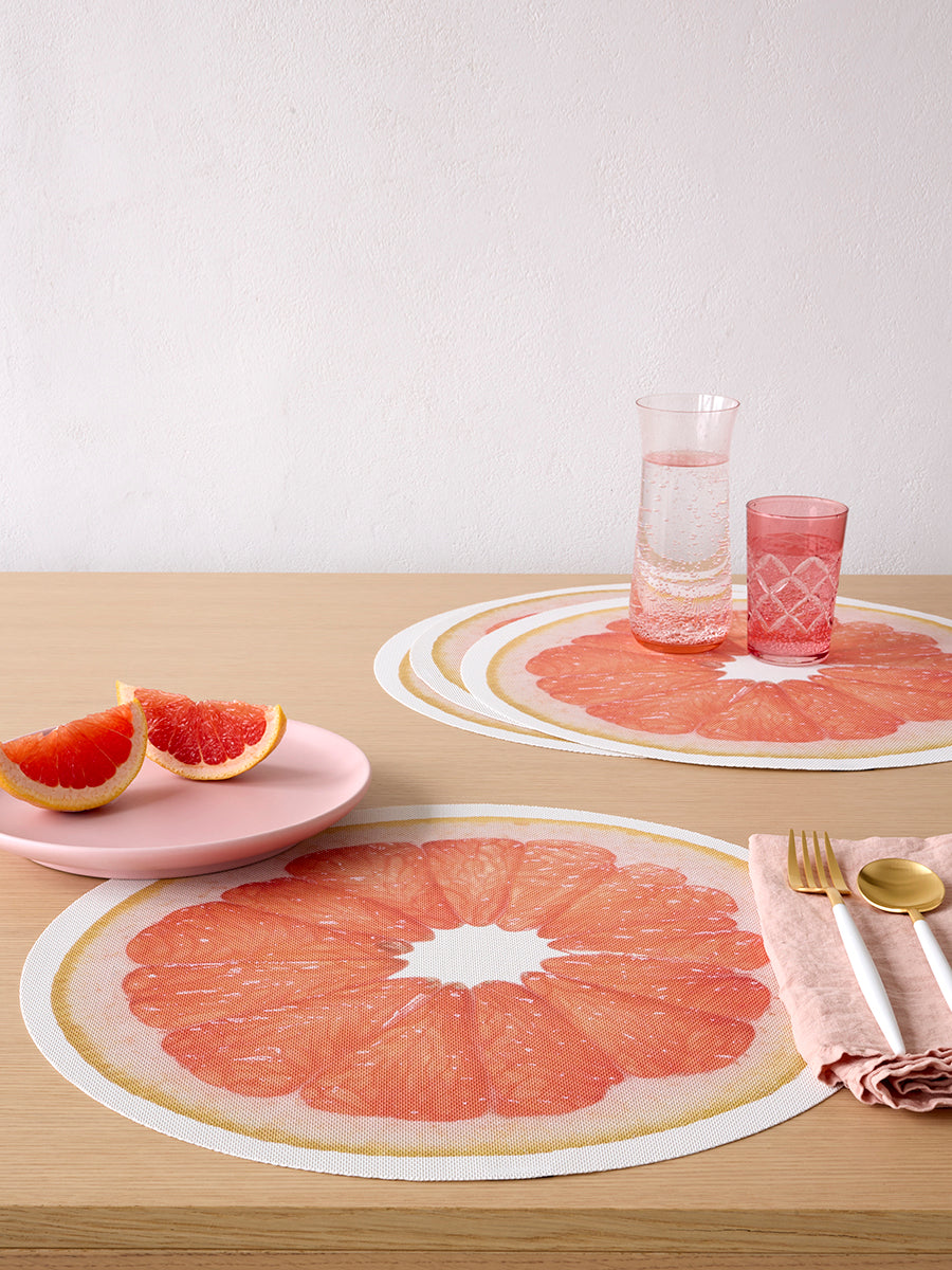 Citrus Placemat in Grapefruit, Set of 4