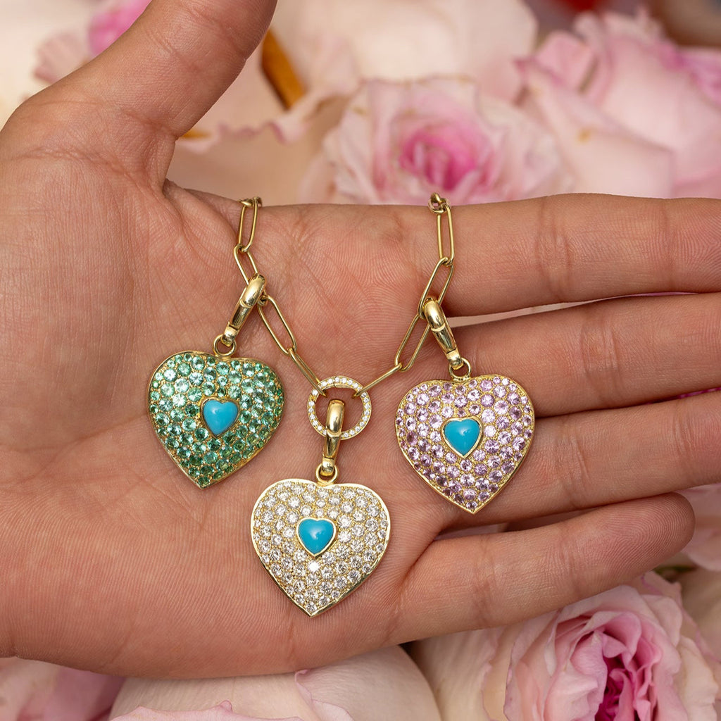 Palm Heart with Turquoise Charm