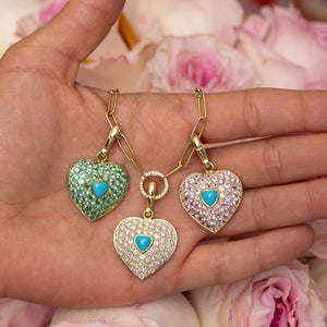 Palm Heart with Turquoise Charm