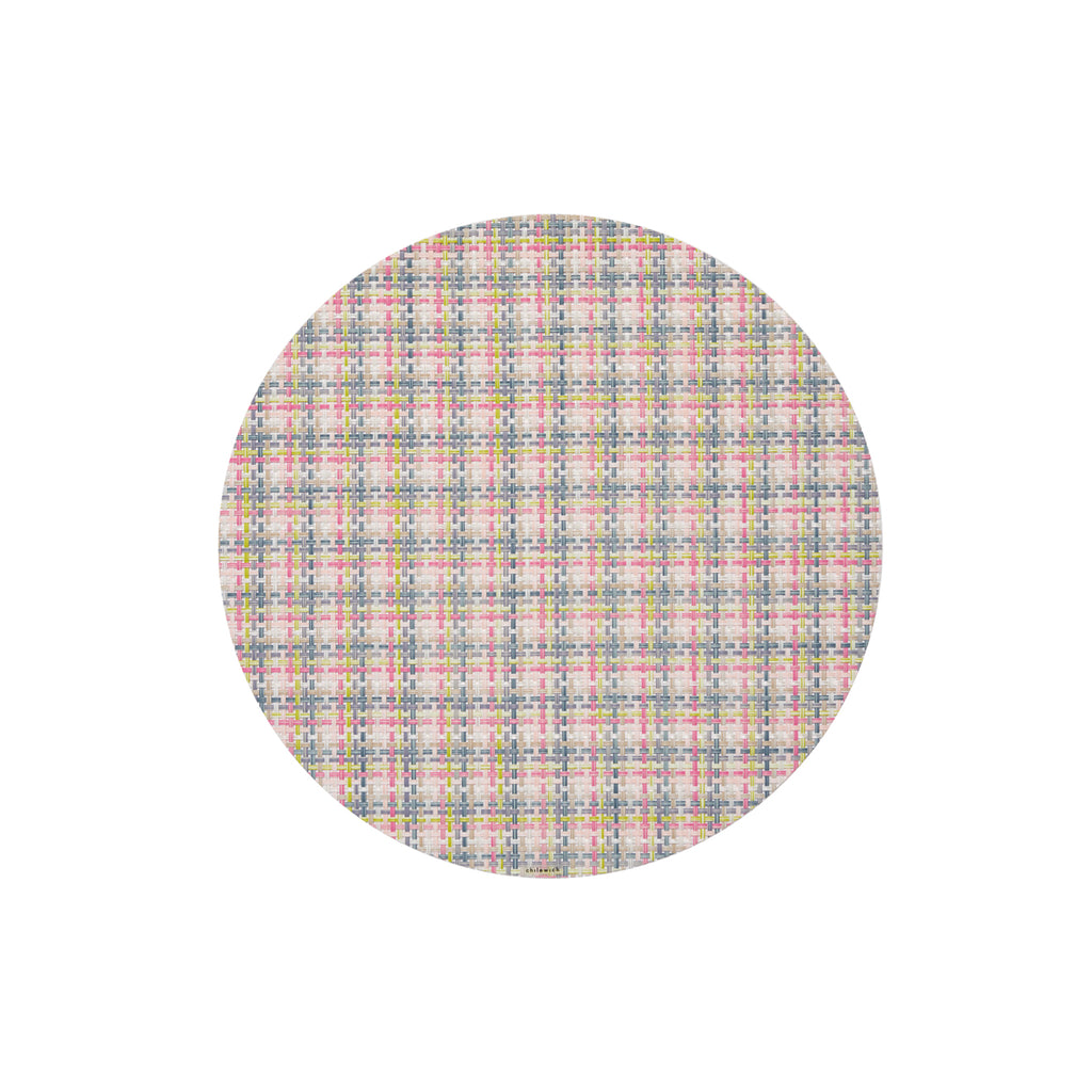 Basketweave Round Placemat in Begonia