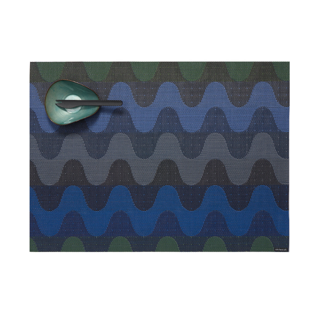 Wiggle Rectangular Placemat in Deep Sea