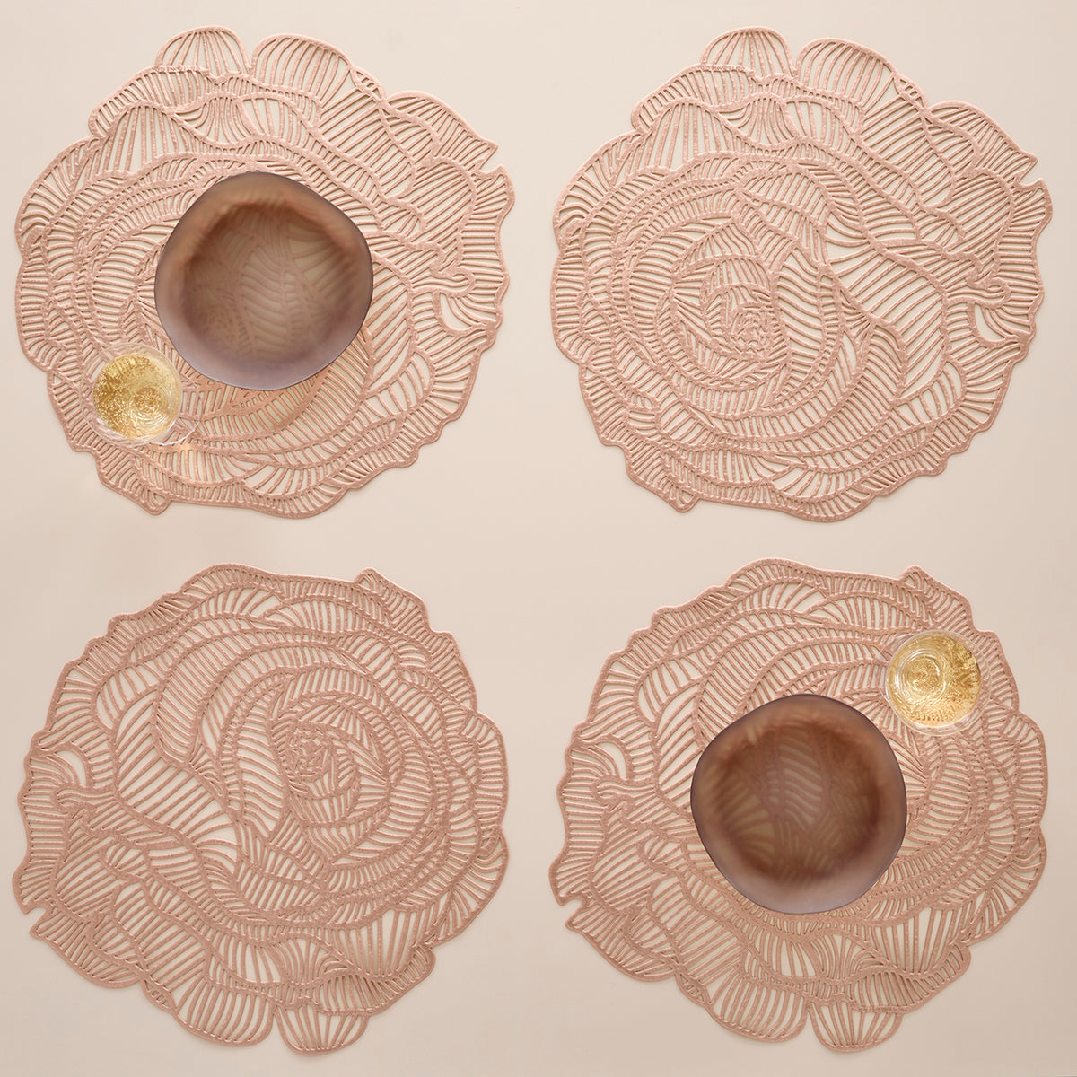 Pressed Rose Placemat in Rose Gold