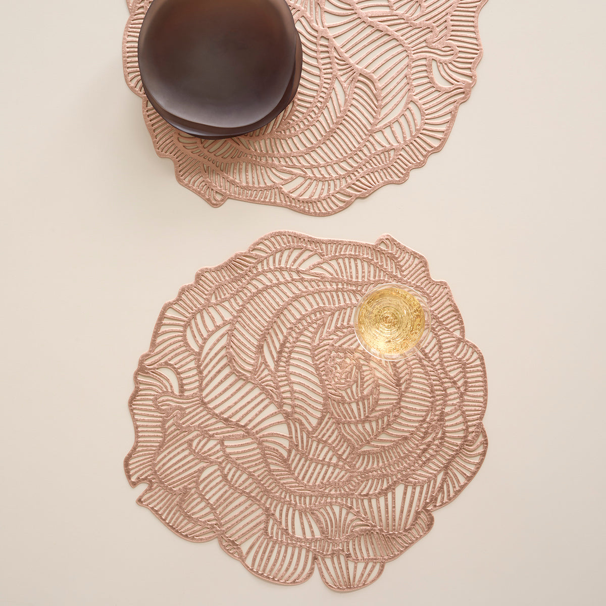 Pressed Rose Placemat in Rose Gold