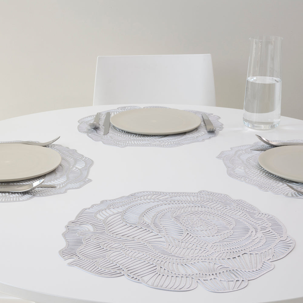Pressed Rose Placemat in Silver