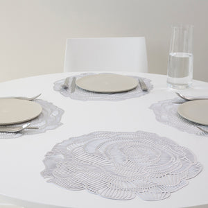 Pressed Rose Placemat in Silver