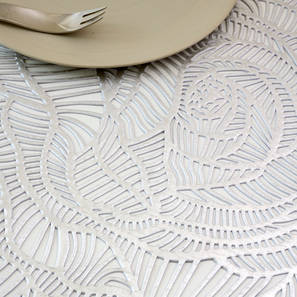 Pressed Rose Placemat in Silver