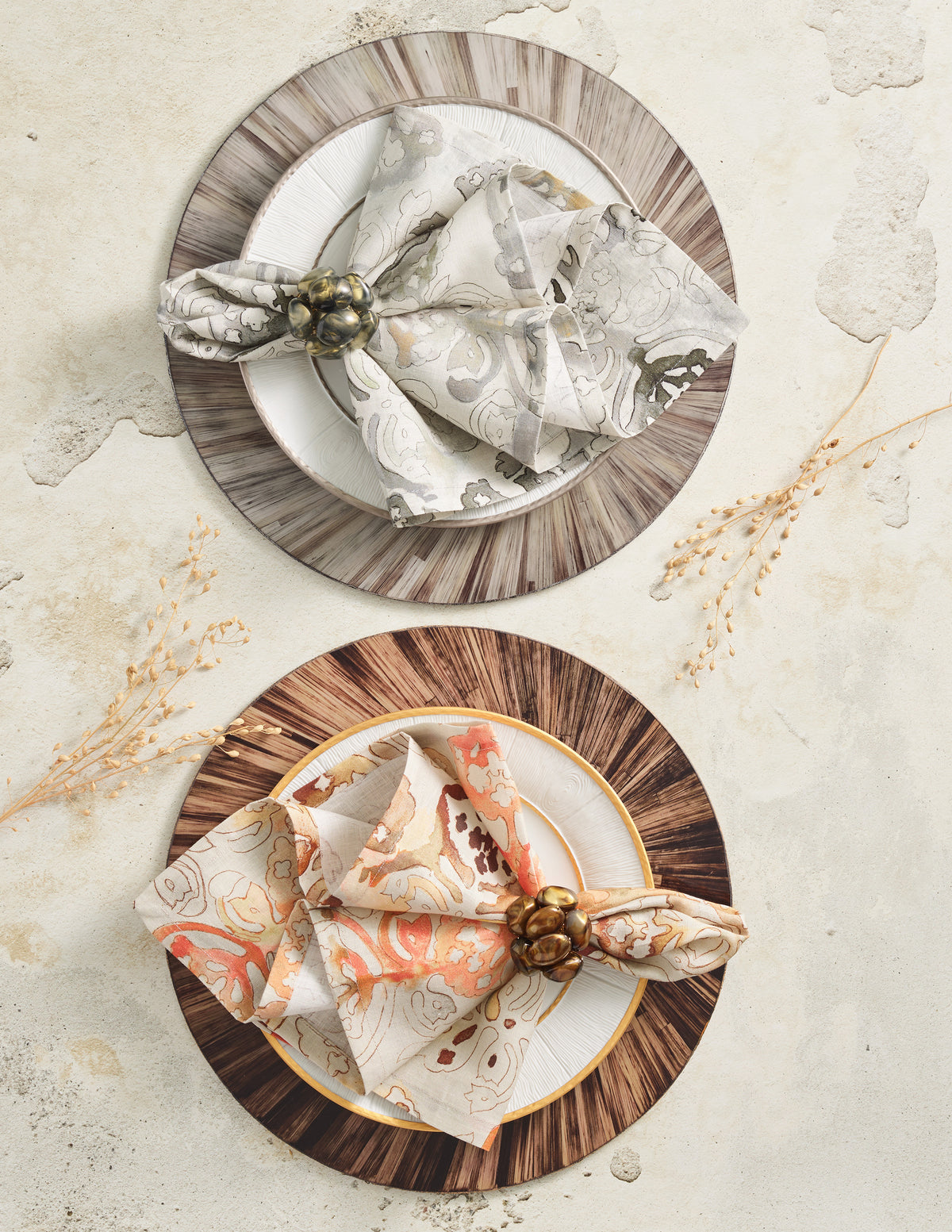 Giverny Napkin in Natural & Gray, Set of 4