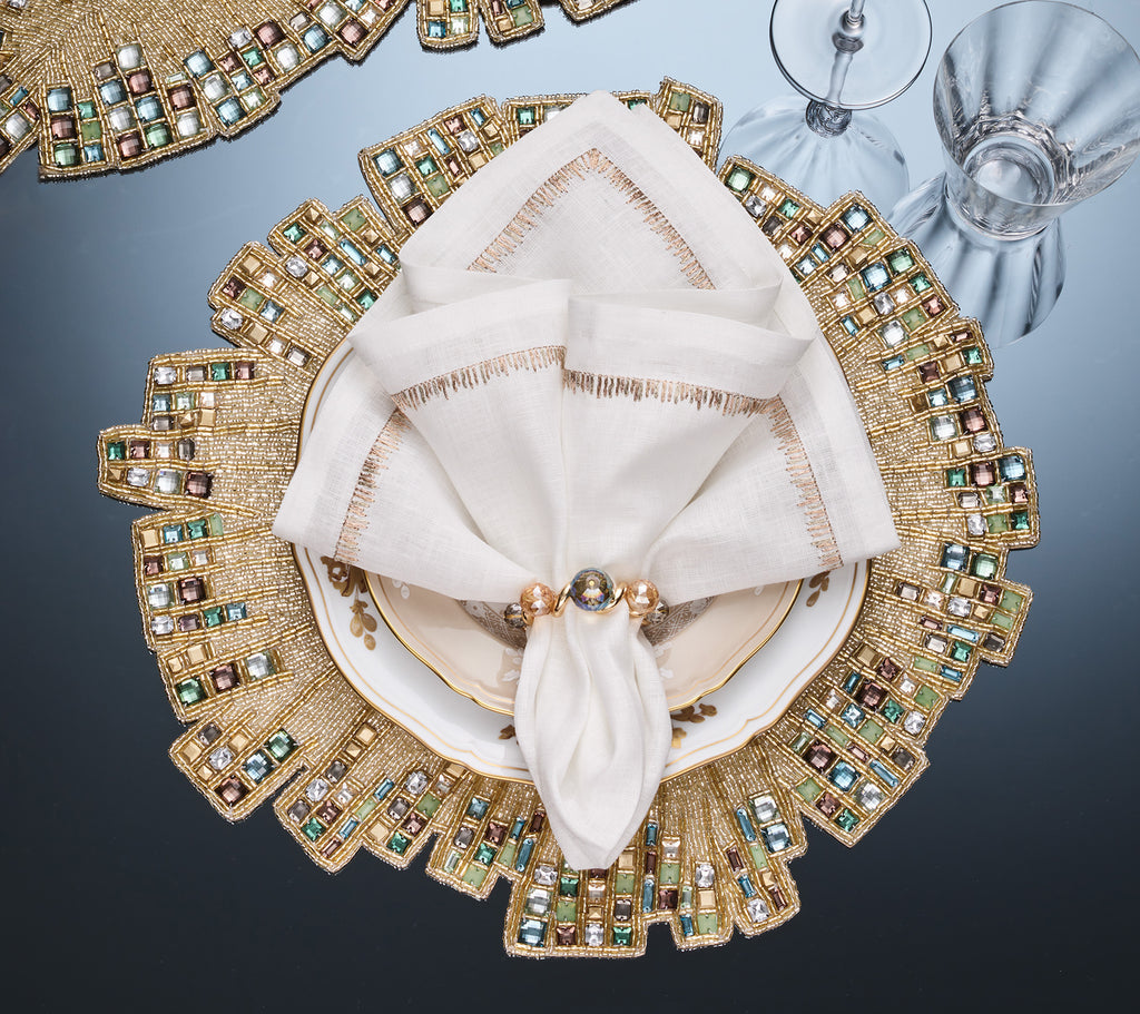 Borealis Napkin Ring in Iridescent & Champagne, Set of 4