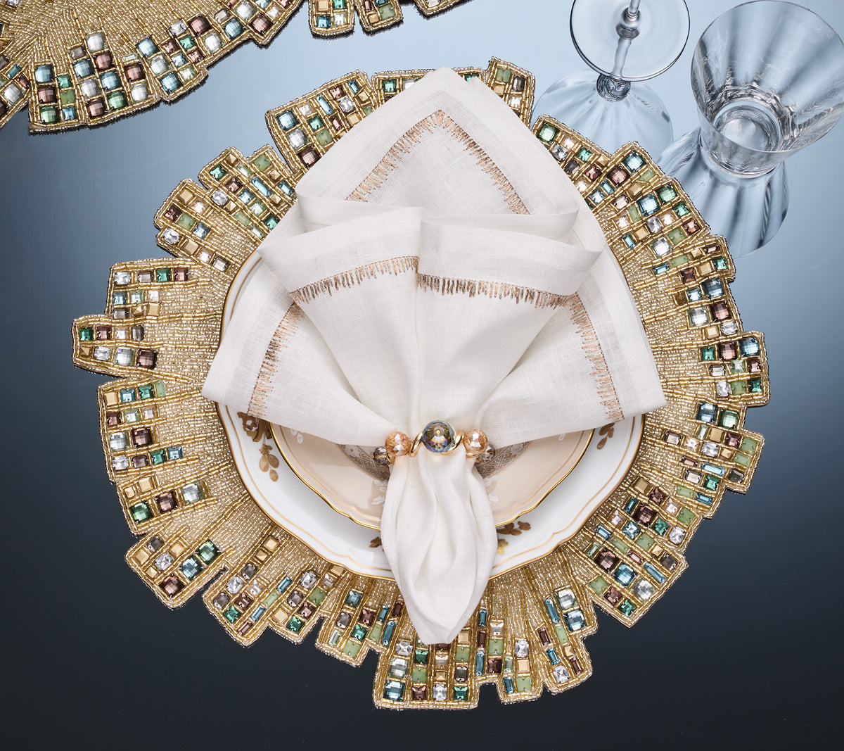 Borealis Napkin Ring in Iridescent & Champagne, Set of 4