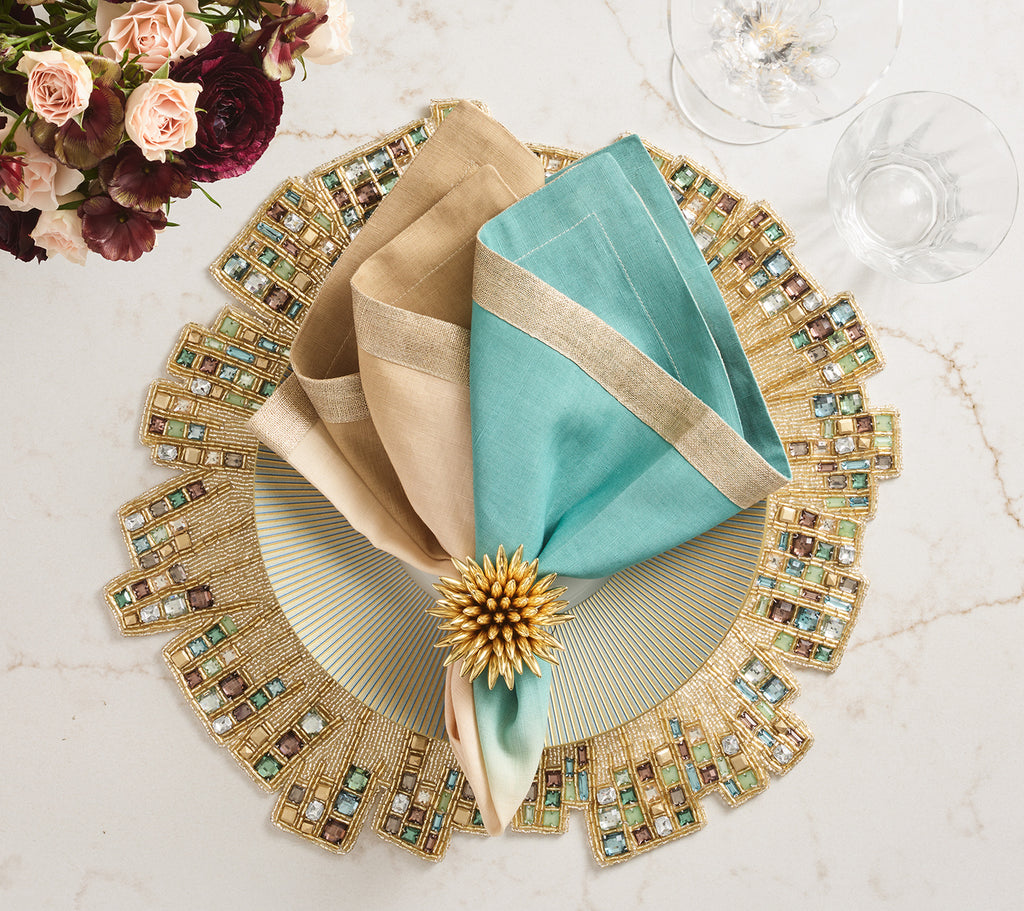 Dip Dye Napkin in Natural & Seafoam, Set of 4