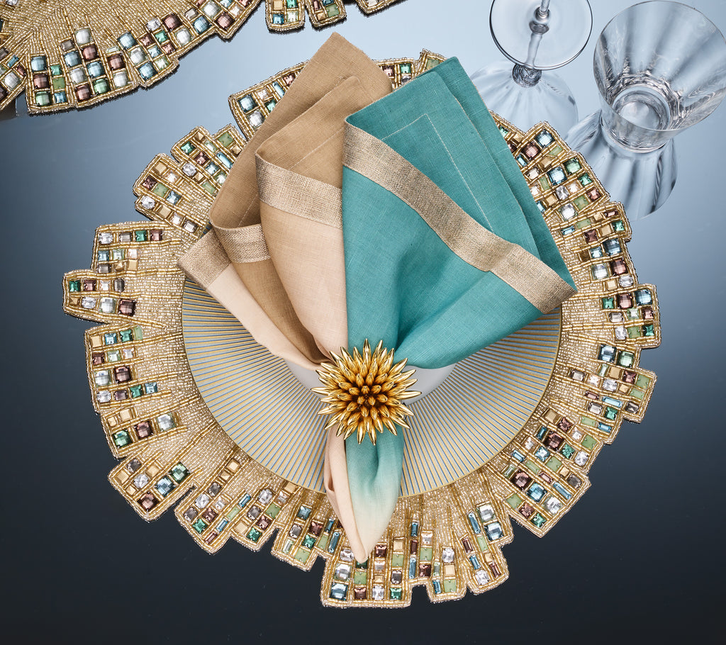 Dip Dye Napkin in Natural & Seafoam, Set of 4