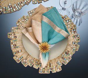 Dip Dye Napkin in Natural & Seafoam, Set of 4