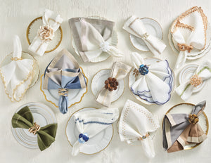 Lune Napkin in White & Navy, Set of 4