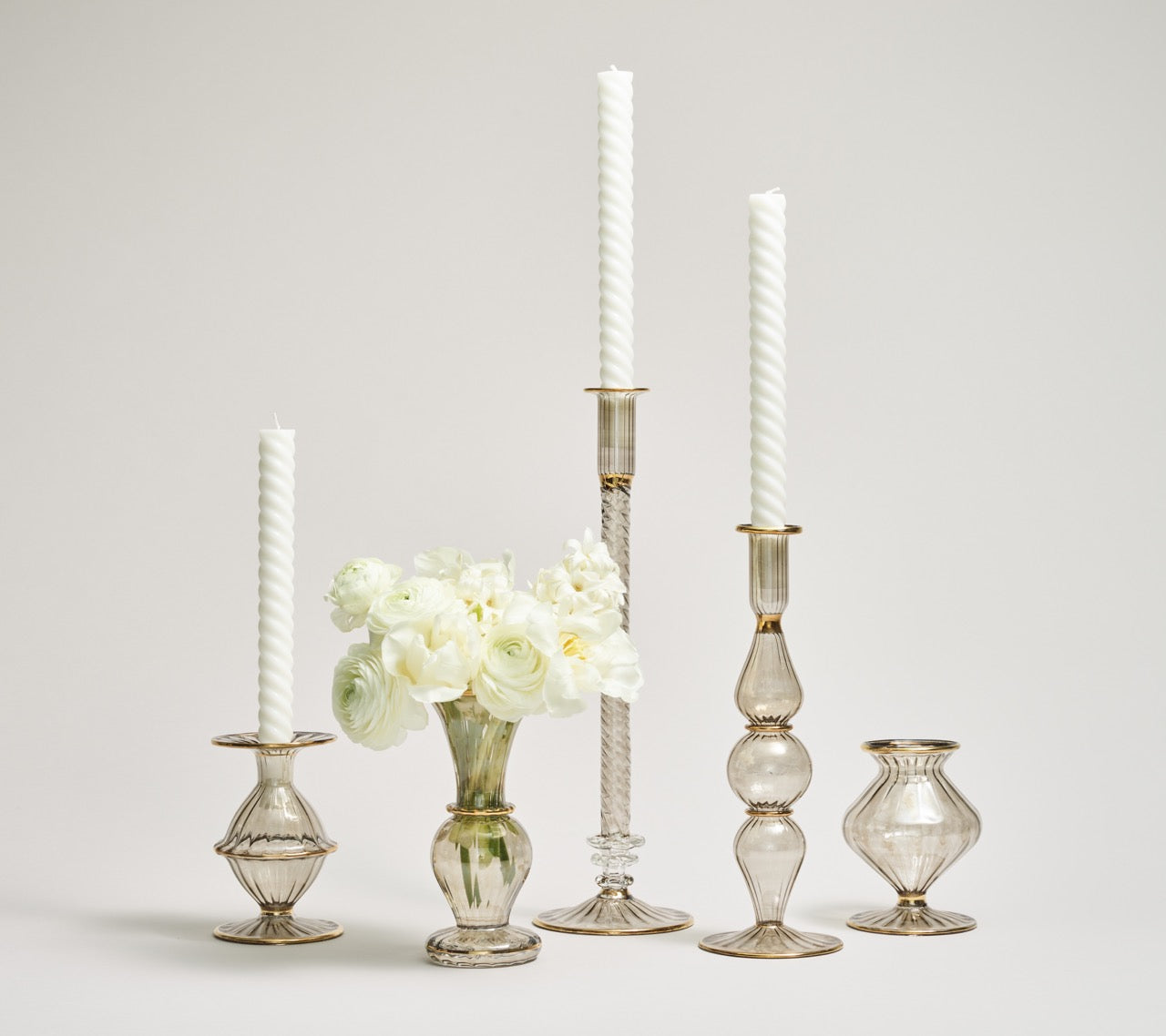 Braid Candlestick in Smoke