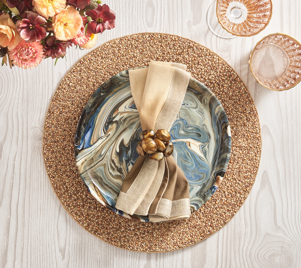 Dip Dye Napkin in Natural, Brown & Gold, Set of 4