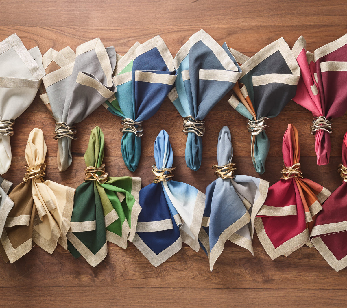 Dip Dye Napkin in Natural, Brown & Gold, Set of 4