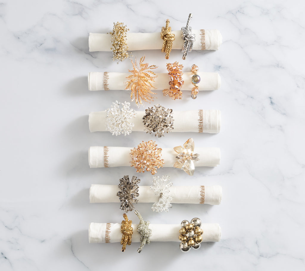 Borealis Napkin Ring in Iridescent & Champagne, Set of 4