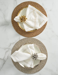 Starry Night Napkin in White & Gold, Set of 4