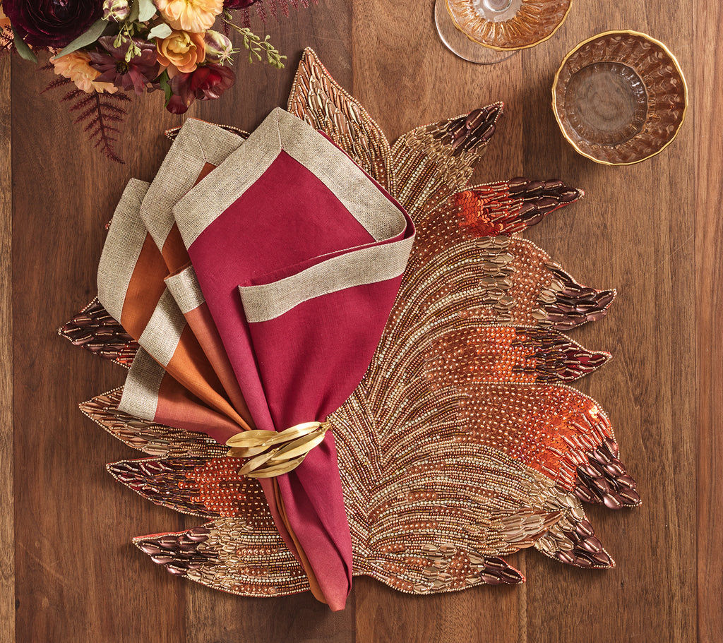 Dip Dye Napkin in Cranberry & Orange, Set of 4