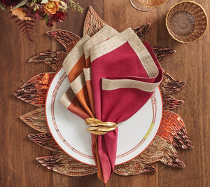 Dip Dye Napkin in Cranberry & Orange, Set of 4