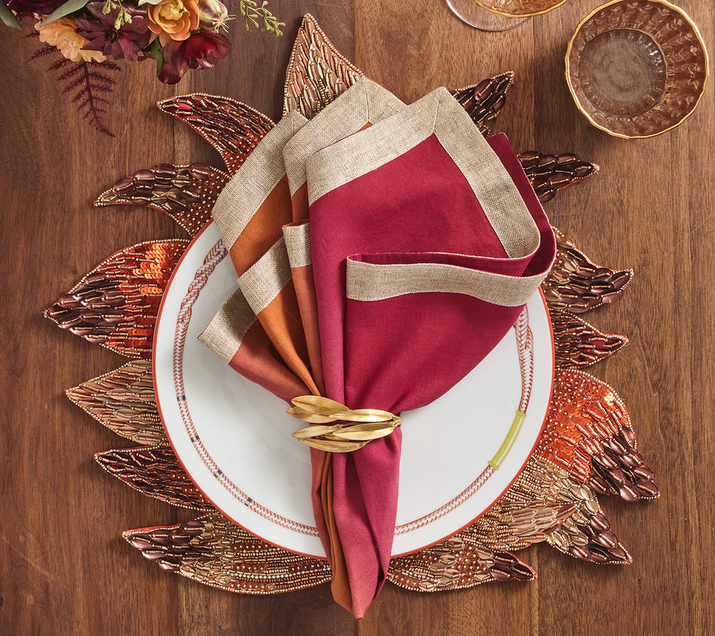 Dip Dye Napkin in Cranberry & Orange, Set of 4