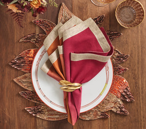 Dip Dye Napkin in Cranberry & Orange, Set of 4