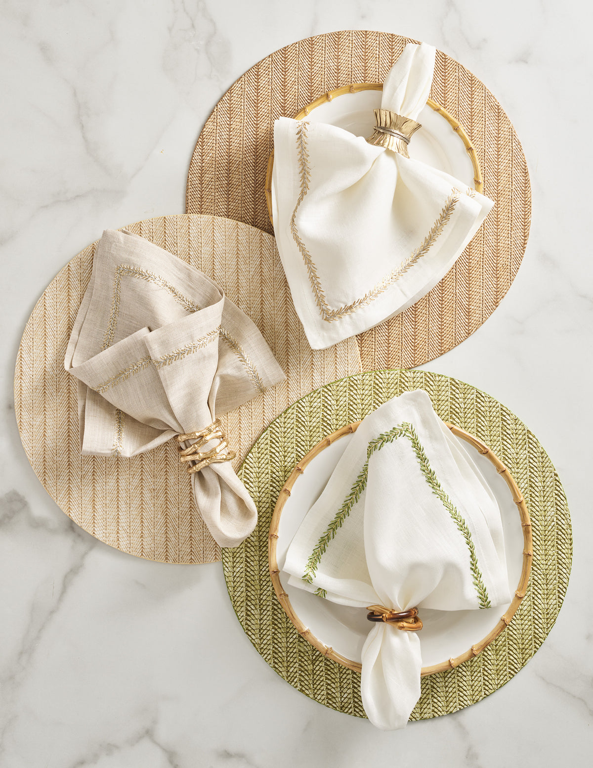 Clinched Napkin Ring in Gold & Silver, Set of 4