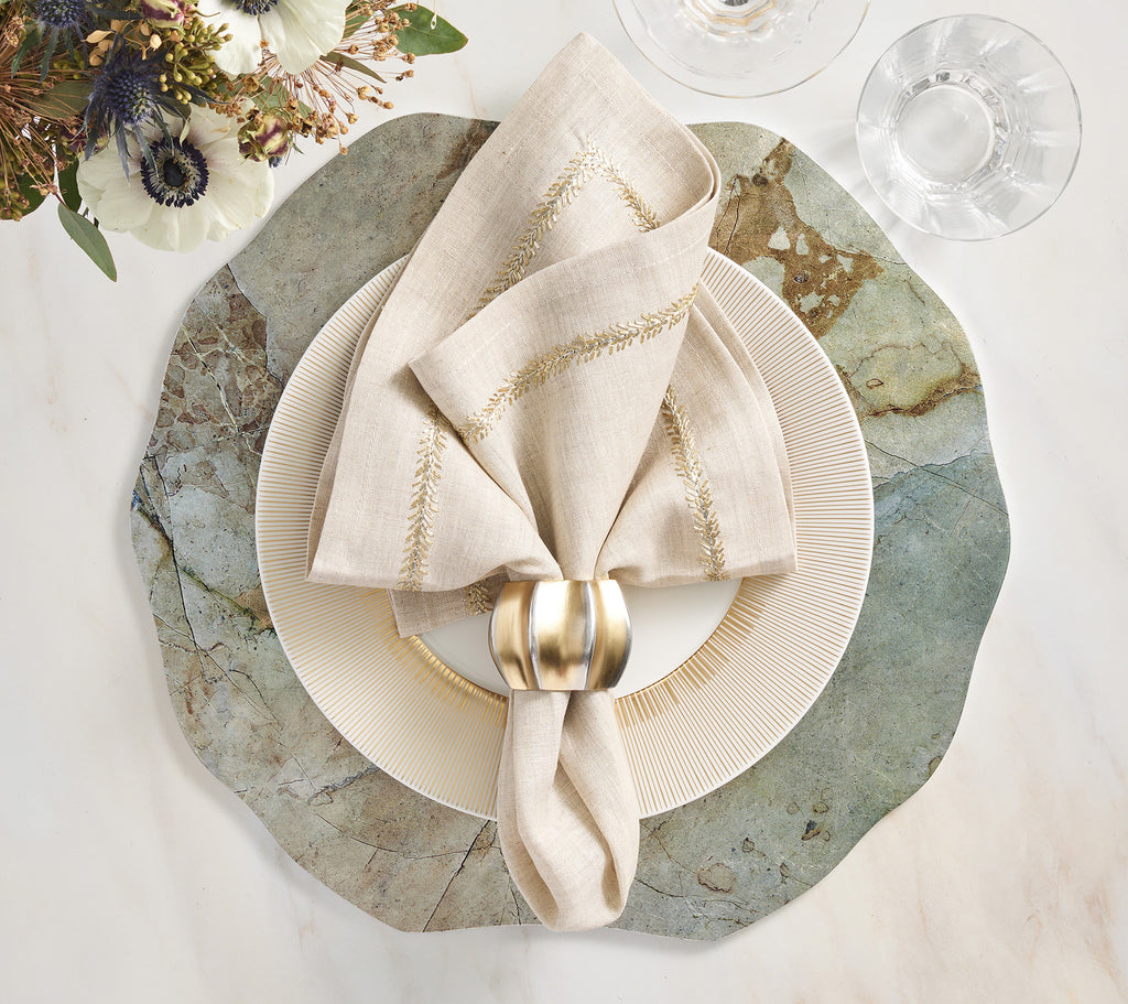 Jardin Napkin in Natural, Gold & Silver, Set of 4