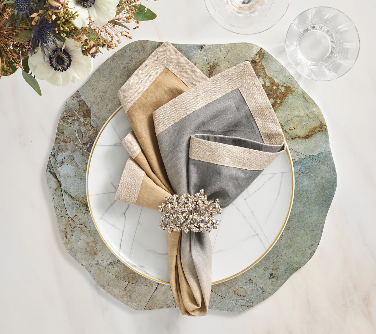Dip Dye Napkin in Beige, Taupe & Gray, Set of 4