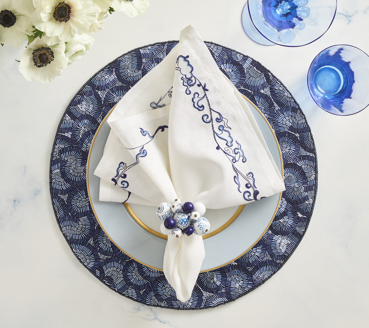 Lune Placemat in Blue, Set of 2