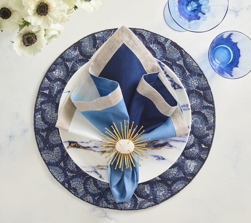 Dip Dye Napkin in Blue & White, Set of 4