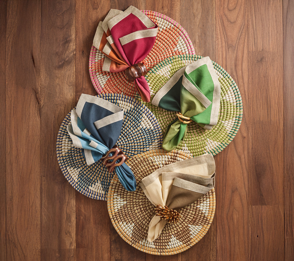 Dip Dye Napkin in Olive & Green, Set of 4