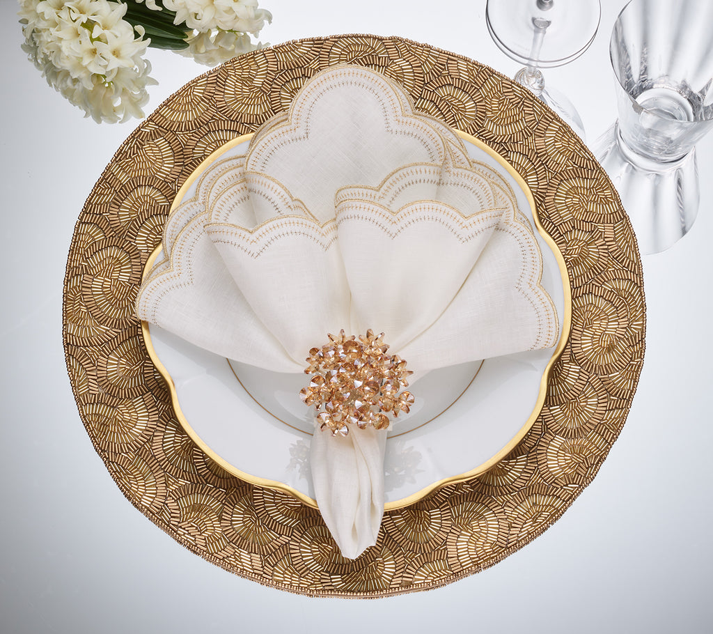 Lune Napkin in White, Gold & Silver, Set of 4